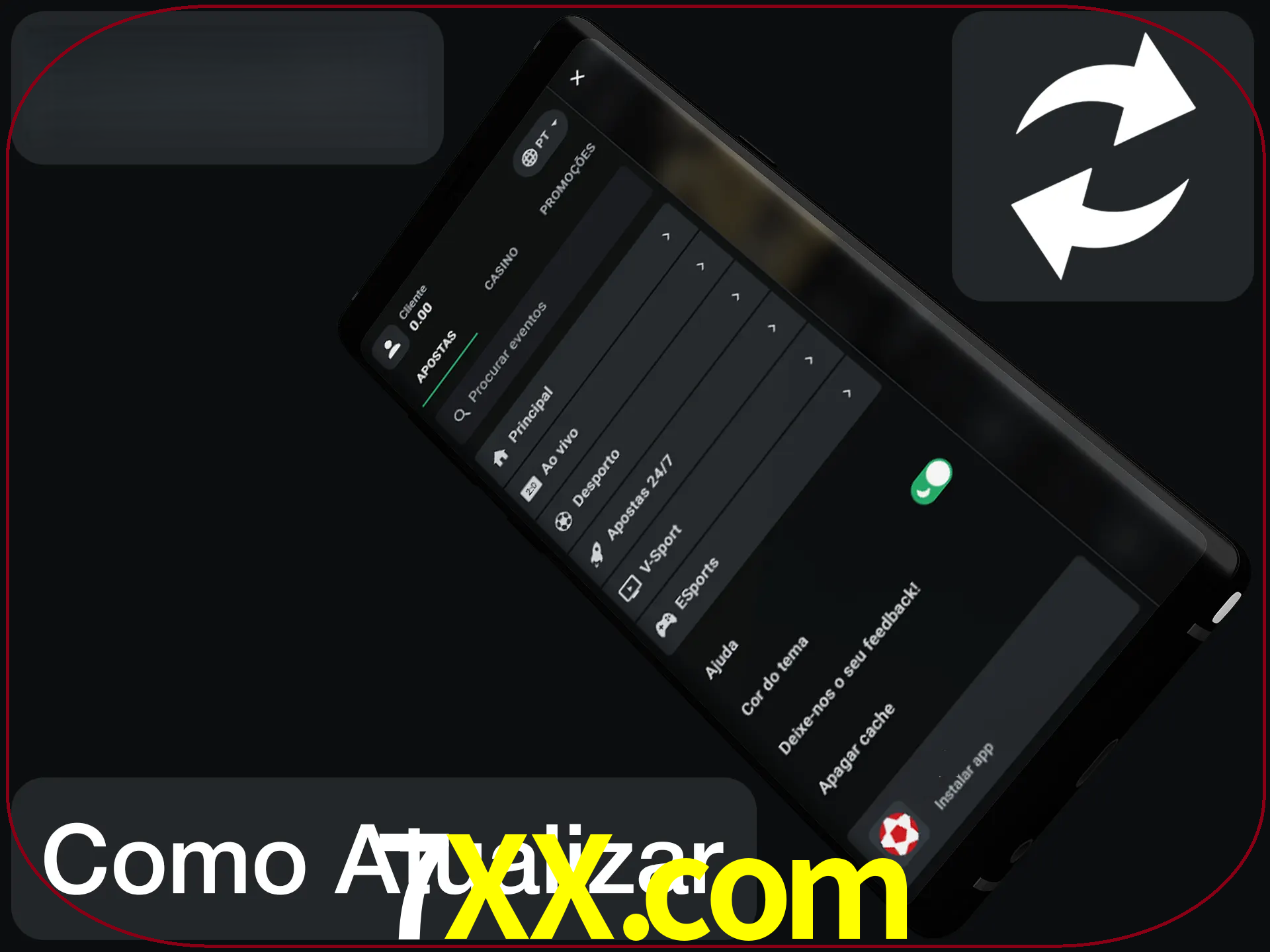 O aplicativo é atualizado automaticamente quando você faz o login.